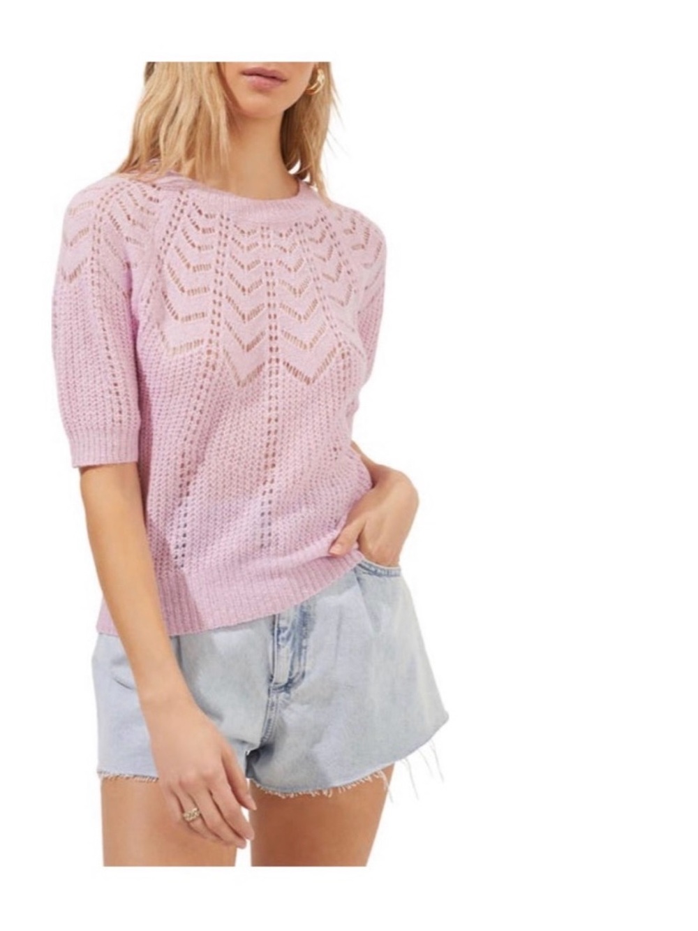 ASTR the Label Lilac Pointelle Sweater